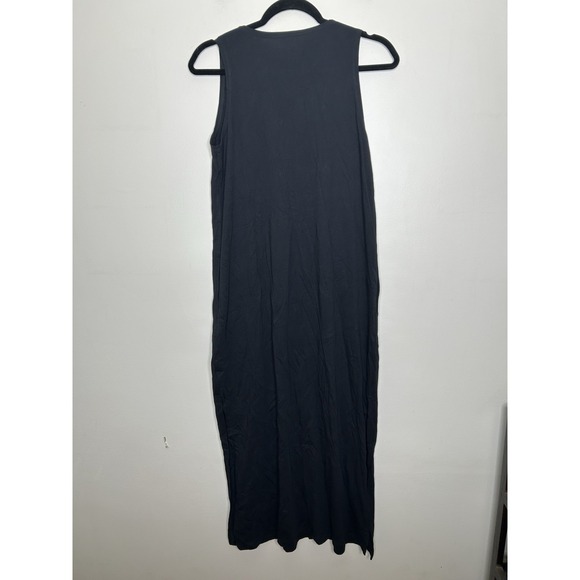 Lands End Women's Black Sleeveless Long Maxi Dress Pockets Size Small 6/8 - Picture 4 of 6